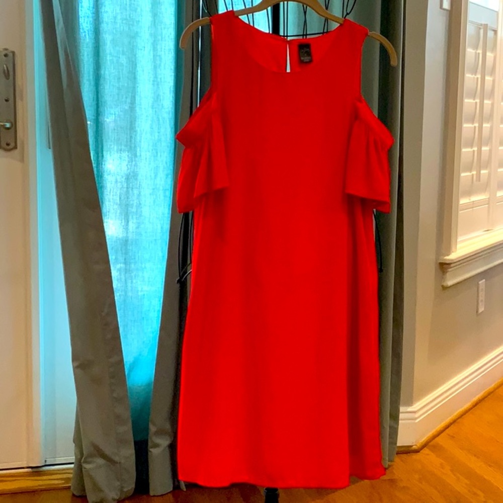 City Streets, cold shoulder dress, bright red color, size 8